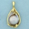 Mabe Pearl And Diamond Pendant In 14k Yellow Gold