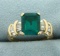 Tsavorite Green Garnet And Diamond Ring In 14k Yellow Gold