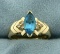 Marquise Swiss Blue Topaz And Diamond Ring In 14k Yellow Gold