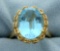 Vintage 10ct Sky Blue Topaz Ring In 14k Yellow Gold