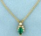 Chrome Tourmaline And Diamond Necklace In 14k Yellow Gold