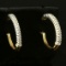 1/3ct Tw Diamond Hoop Earrings In 14k Yellow And White Gold