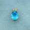 3ct Swiss Blue Topaz Gold Pendant In 14k Yellow Gold