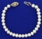 6 Inch Cultured Pearl Bracelet With Sterling Silver Clasp