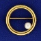 Circle Pin With Akoya Pearl In 14k Yellow Gold