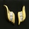 Baguette Diamond Gold Earrings In 14k Yellow Gold