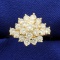 1 1/2ct Tw Diamond Starburst Ring In 14k Yellow Gold