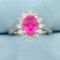 2.5ct Lab Pink Sapphire Ring In Sterling Silver