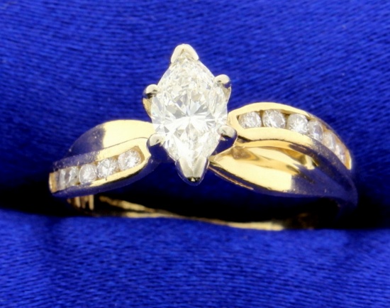 2/3 Ct Tw Marquise Diamond Ring In 14k Yellow Gold