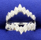 Vintage Diamond Ring Jacket For Engagement Ring In 14k White Gold