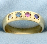 Multi-color Gemstone Ring In 10k Yellow Gold