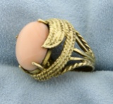 Pink Coral Ring In 14k Yellow Gold