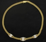 1/2ct Tw Diamond Italian Made Curb Link Necklace In 18k Gold