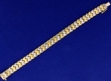 Designer Bracelet In 14k White And Yellow Gold With Brushed And Glossy Finish