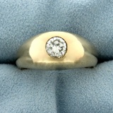 Men's 3/4 Ct Solitaire Diamond Ring In 14k Yellow Gold