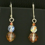 Sterling Silver Dangle Crystal Bead Earrings