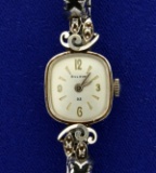 Vintage 14k Gold And Diamond Woman's Bulova Watch
