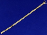 Italian Made Intricate Woven S Link Diamond Bracelet