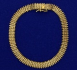7 1/2 Inch Woven Link Beaded Edge Bracelet