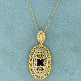 Natural Amethyst Pendant And Chain