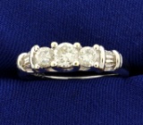 1 Ct Tw Round And Baguette Diamond Ring