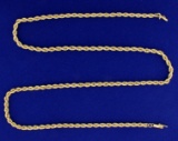 25 Inch Rope Style Neck Chain In 14k Gold