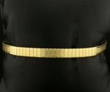 Italian Made 7 1/2 Inch Gold Flat Rectangle Link Bracelet In 14k Gold