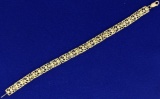 Heart And Diamond Design Link Gold Bracelet