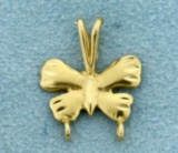 Butterfly Design Charm Holding Pendant In 14k Yellow Gold