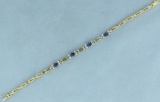 Heavy Sapphire And Diamond Bracelet In 18k Yellow And White Gold