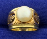 Vintage Pearl Ring In 18k Rose And Yellow Gold