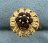 Garnet Child's Flower Ring In 18k Yellow Gold