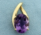 Over 10ct Amethyst Pendant In 10k Yellow Gold