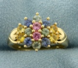 1ct Tw Multi Colored Topaz Ring In 14k Yellow Gold