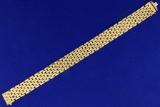 Wide Panther Link Bracelet In 14k Yellow Gold
