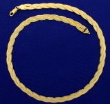 17 Inch Italian Made Woven Design Necklace In 10k Yellow Gold