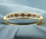 Natural Ruby Bangle Bracelet In 14k Yellow Gold
