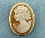 Cameo Pin Or Pendant In 14k Yellow Gold