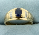 1ct Sapphire And Diamond Ring In 14k Yellow And White Gold