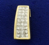 2ct Tw Princess Cut Diamond Invisible Set Pendant In 14k Yellow Gold