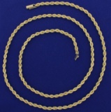 Heavy 30 Inch Rope Style Neck Chain In 14k Yellow Gold