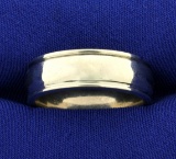 Wide Heavy Men's Wedding Band Ring In 14k White Gold