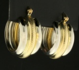 Wide Hoop Earrings In 14k Yellow And White Gold