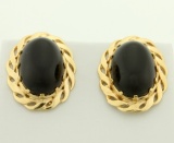 12ct Tw Onyx Earrings In 14k Yellow Gold