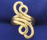 Abstract Design Designer Gold Ring In 14k Yellow Gold