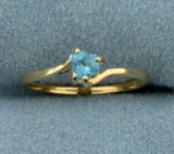 Heart Shaped Blue Topaz Ring In 14k Yellow Gold