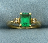 1ct Chrome Tourmaline And White Sapphire Ring In 14k Yellow Gold