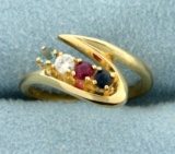 Multi Colored Topaz Ring In 14k Yellow Gold