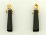 Onyx Dangle Earrings In 14k Yellow Gold