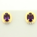2ct Tw Amethyst And Diamond Earrings In 14k Yellow Gold